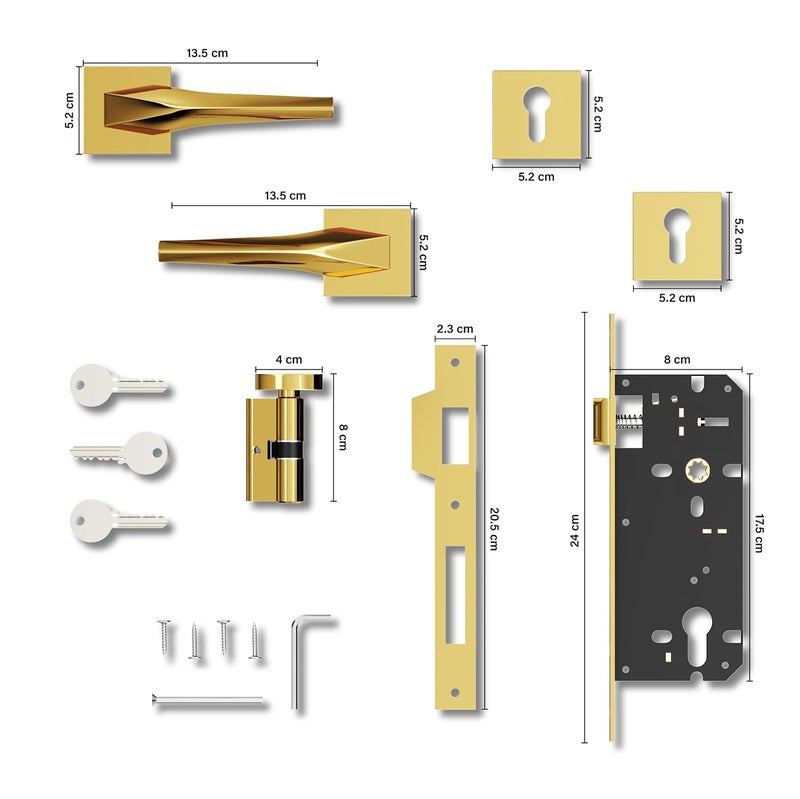 GLOXY Brass Door Locks for Main Door Mortise Door Lock Door Lock Set with 3 Brass Keys Bedroom Door Lock for HomeOfficeHotel Gold Finish 2 Years Warranty Pack of 1 - Image 5
