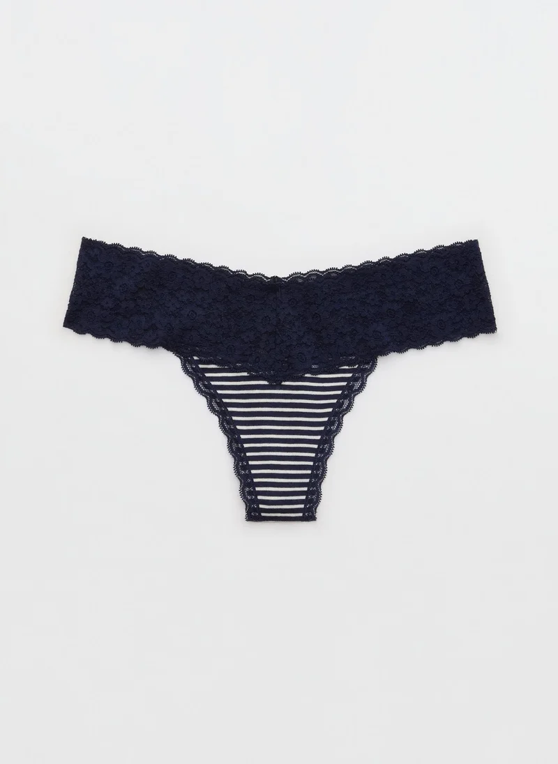 Aerie Superchill Vintage Lace Cotton Thong Briefs