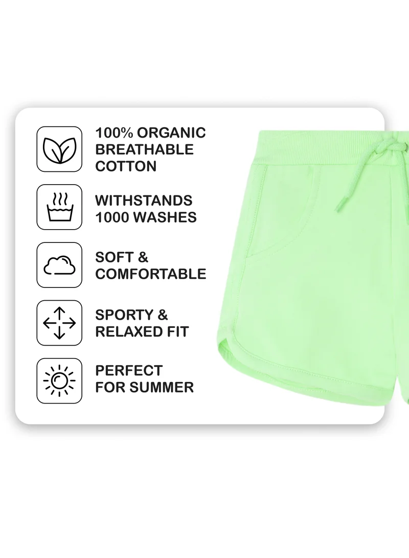 CANADA HOUSE Soft and Comfortable Light Green French Terry Cotton Shorts for Girls