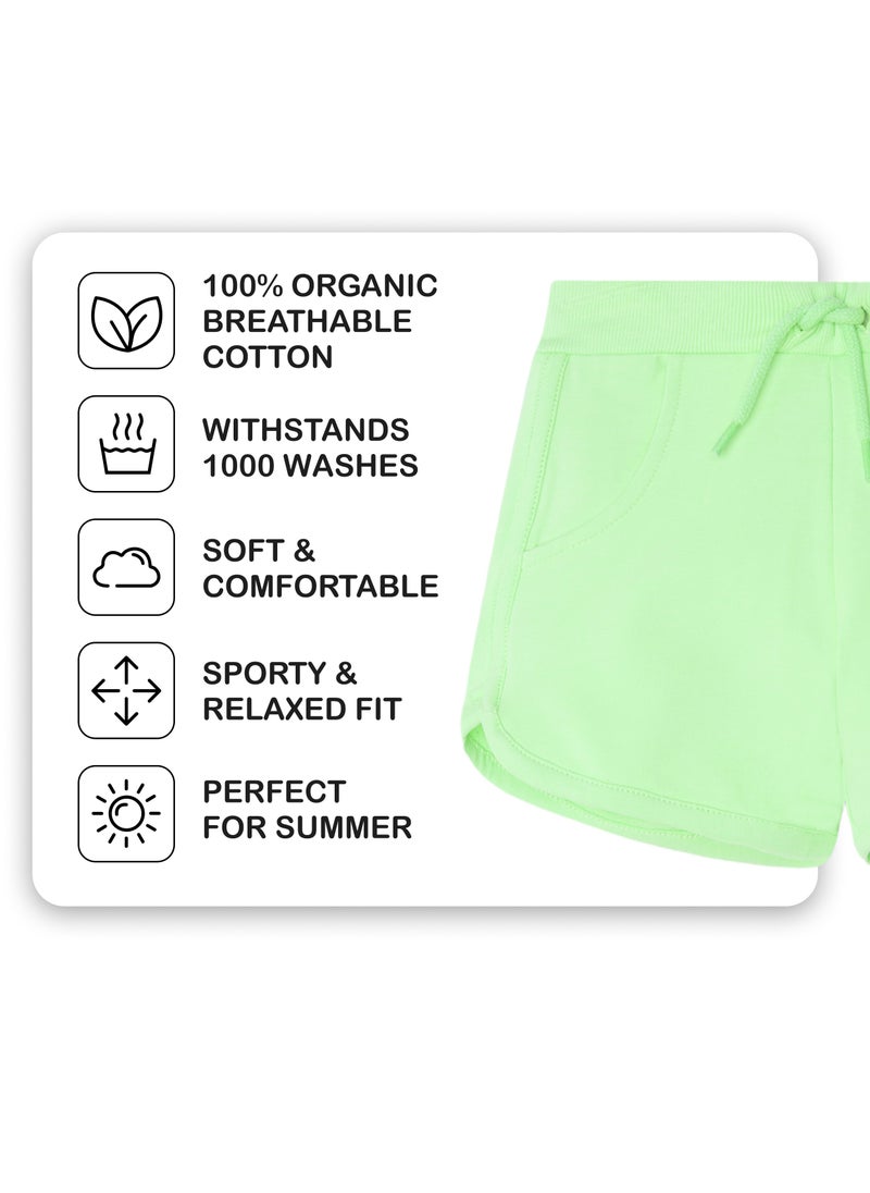 CANADA HOUSE Soft and Comfortable Light Green French Terry Cotton Shorts for Girls  - Image 3