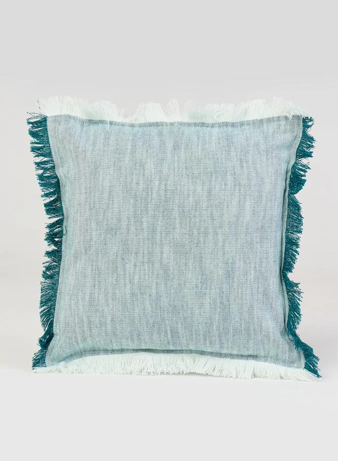 Styli 1-Piece Cotton Cushion Cover With Pom-Pom Trim 45X45Cm