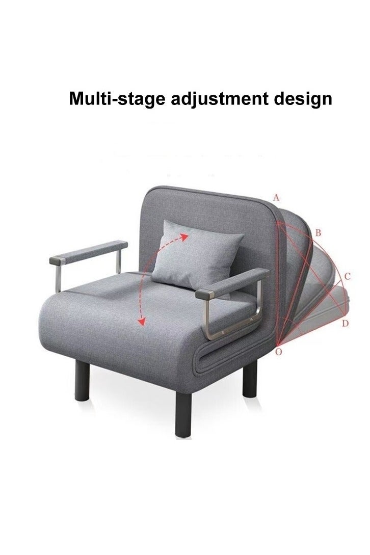 فاشون هوم سرير أريكة متعدد الوظائف 3 في 1 بتصميم عصري قابل للتحويل والتمديد مع وسادة وأرجل من الخشب الصلب وكرسي قابل للطي مع مسند للذراعين ومقعد فردي مريح وأريكة استرخاء وسرير قيلولة وكرسي استرخاء متعدد المراحل ومجموعة أثاث بعرض 80 سم ويمكن تمديد الطول إلى 190 سم. - Image 2