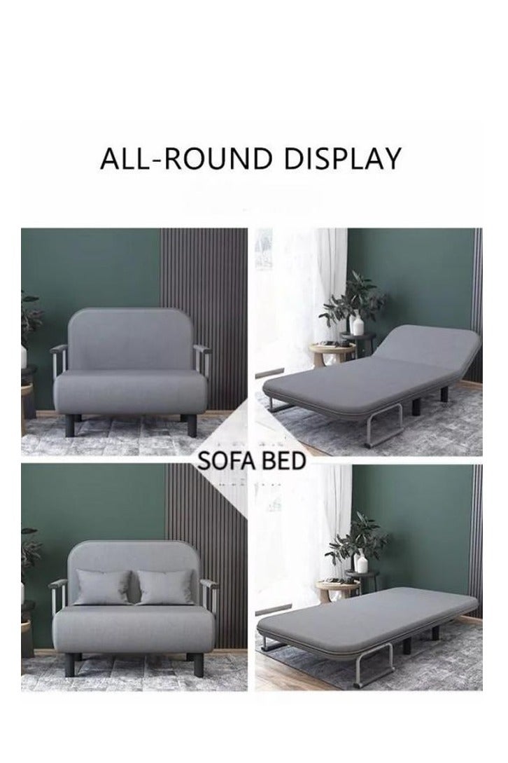 فاشون هوم سرير أريكة متعدد الوظائف 3 في 1 بتصميم عصري قابل للتحويل والتمديد مع وسادة وأرجل من الخشب الصلب وكرسي قابل للطي مع مسند للذراعين ومقعد فردي مريح وأريكة استرخاء وسرير قيلولة وكرسي استرخاء متعدد المراحل ومجموعة أثاث بعرض 80 سم ويمكن تمديد الطول إلى 190 سم. - Image 3