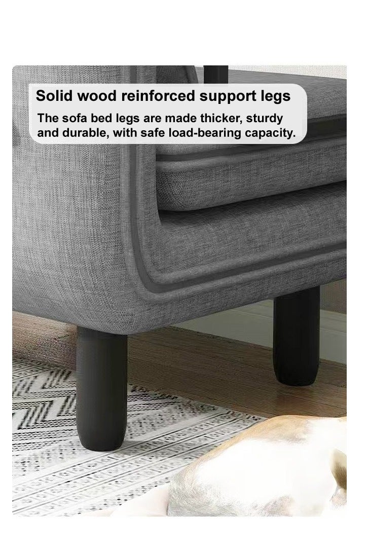 فاشون هوم سرير أريكة متعدد الوظائف 3 في 1 بتصميم عصري قابل للتحويل والتمديد مع وسادة وأرجل من الخشب الصلب وكرسي قابل للطي مع مسند للذراعين ومقعد فردي مريح وأريكة استرخاء وسرير قيلولة وكرسي استرخاء متعدد المراحل ومجموعة أثاث بعرض 80 سم ويمكن تمديد الطول إلى 190 سم. - Image 4