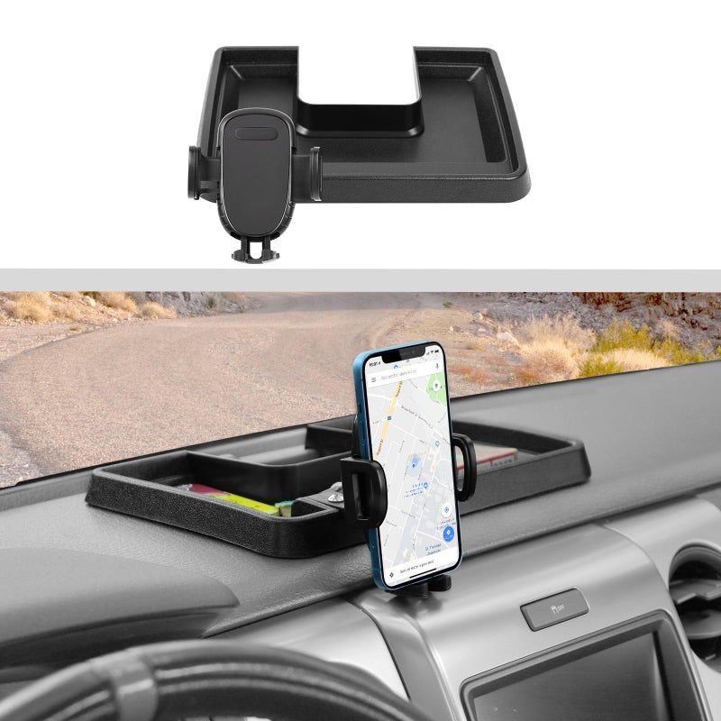 JWWY Phone Holder Mount with Storage Tray Central Dashboard Phone Mount with Storage Bin Fit for 2009-2014 Ford F150 Interior Accessories Black - Image 2
