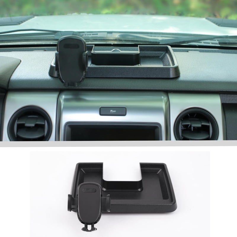 JWWY Phone Holder Mount with Storage Tray Central Dashboard Phone Mount with Storage Bin Fit for 2009-2014 Ford F150 Interior Accessories Black - Image 1