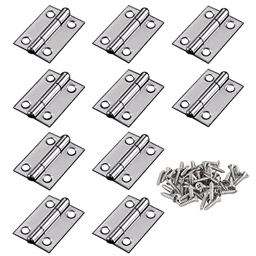 Adiyer 10pcs 304 Stainless Steel 1-inch Folding Butt Hinges Small Hinges Mini Door Hinges for Case Wooden Jewelry Box Lid Crafts (25mm x 18.5mm x 0.8mm) - Image 1