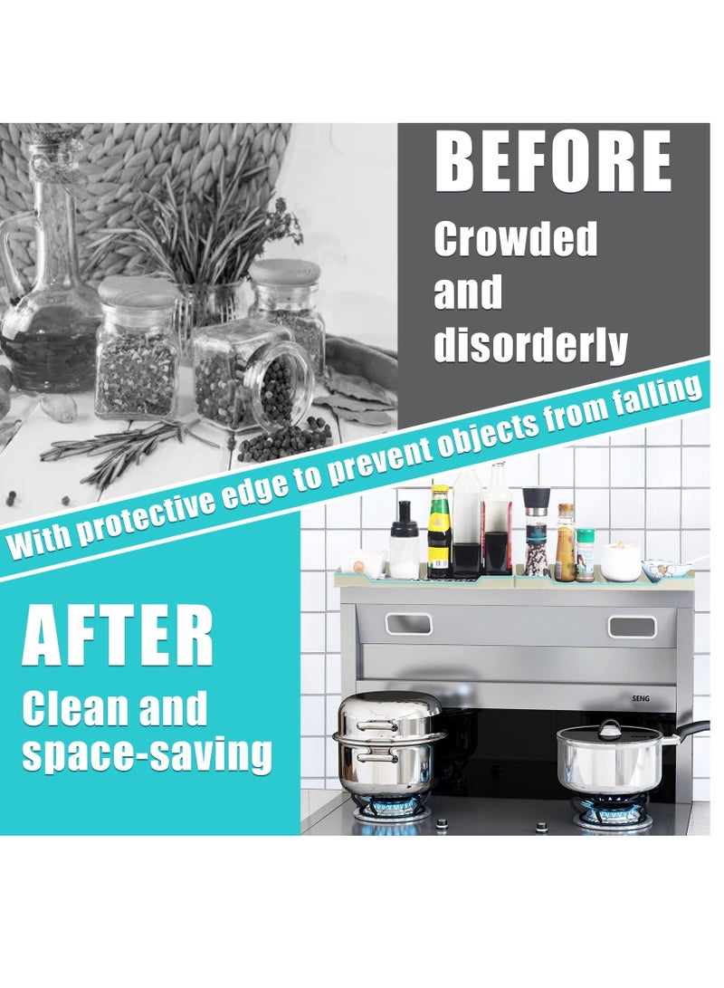 Excefore 30 Inch Silicone Stove Shelf Magnetic Shelf For Kitchen Stove, Oven Shelf, Kitchen Storage Stove Top Shelf, Zero Installation Magnetic Shelf For Stove, Soft Non-Slip Kitchen Storage Shelves, White - Image 2