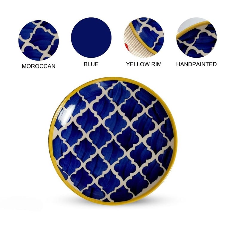 KitchEase Moroccan Print Blue Ceramic Plates Set of 2, Microwave & Dishwasher Safe, Dinner Serving Plates for Dessert, Appetizer, Salad, Sandwich, Snacks, Fruits for Daily Use & Gifting.(7.28 INCH) - Image 5