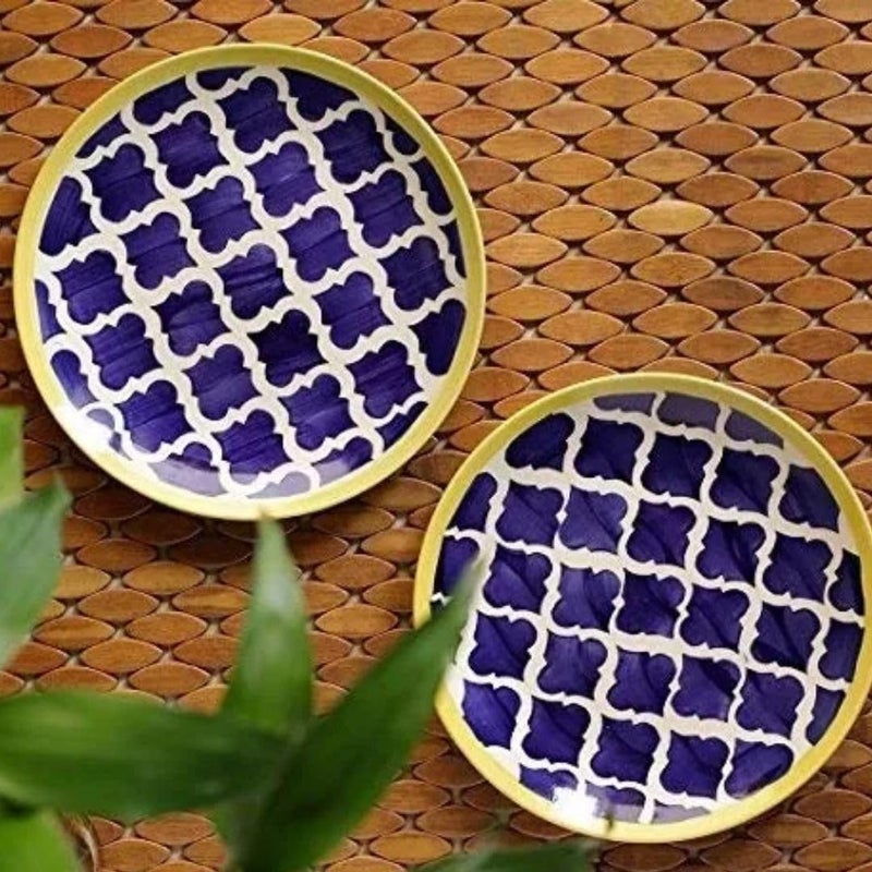 KitchEase Moroccan Print Blue Ceramic Plates Set of 2, Microwave & Dishwasher Safe, Dinner Serving Plates for Dessert, Appetizer, Salad, Sandwich, Snacks, Fruits for Daily Use & Gifting.(7.28 INCH) - Image 2