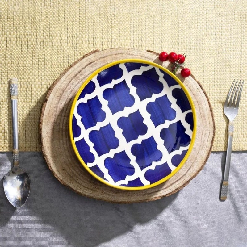 KitchEase Moroccan Print Blue Ceramic Plates Set of 2, Microwave & Dishwasher Safe, Dinner Serving Plates for Dessert, Appetizer, Salad, Sandwich, Snacks, Fruits for Daily Use & Gifting.(7.28 INCH) - Image 3