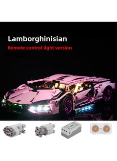 Cyberpunk Lamborgan Green Cow Building Blocks Black Samurai V12 Remote Control Car Boy Assembled Toy Car-Color:Container Version Of Pink Lamborghini Dynamic + Lighting