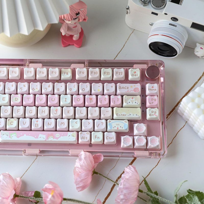 KiiBoom x Maorbeng Meow Meow Squad Keycaps Set, Dye-Sublimation PBT, Mao Profile, 142 Keys Custom Keycaps for ANSI Layout, MX Switches Mechanical Gaming Keyboard - Image 2