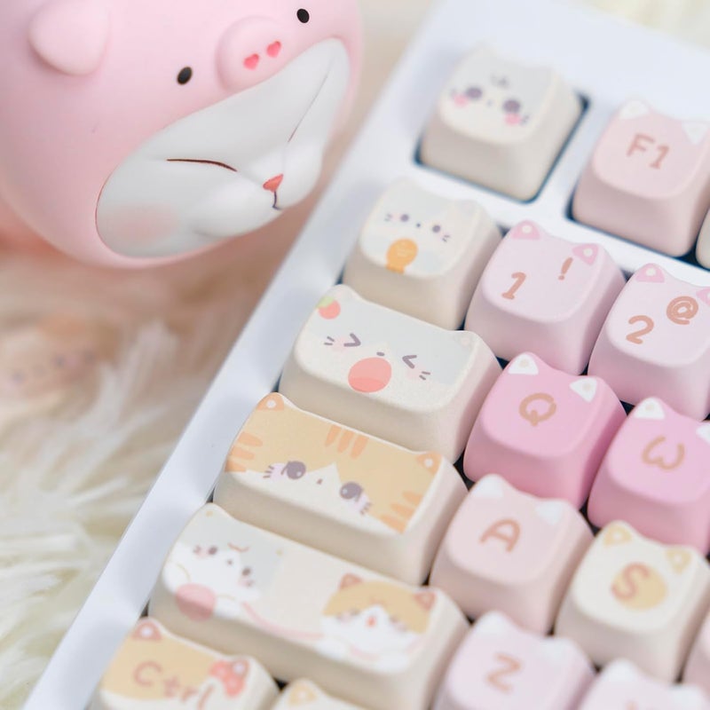 KiiBoom x Maorbeng Meow Meow Squad Keycaps Set, Dye-Sublimation PBT, Mao Profile, 142 Keys Custom Keycaps for ANSI Layout, MX Switches Mechanical Gaming Keyboard - Image 4