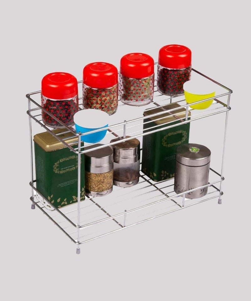 Cri8Hub High Grade Stainless Steel 2-Layer Kitchen Spice Rack| Kitchen Organizer Multipurpose Space Saver Rack|Modular Kitchen Storage Rack.Countertop, Floating Shelves(Kitchen Rack) - Image 5