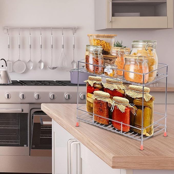Cri8Hub High Grade Stainless Steel 2-Layer Kitchen Spice Rack| Kitchen Organizer Multipurpose Space Saver Rack|Modular Kitchen Storage Rack.Countertop, Floating Shelves(Kitchen Rack) - Image 3