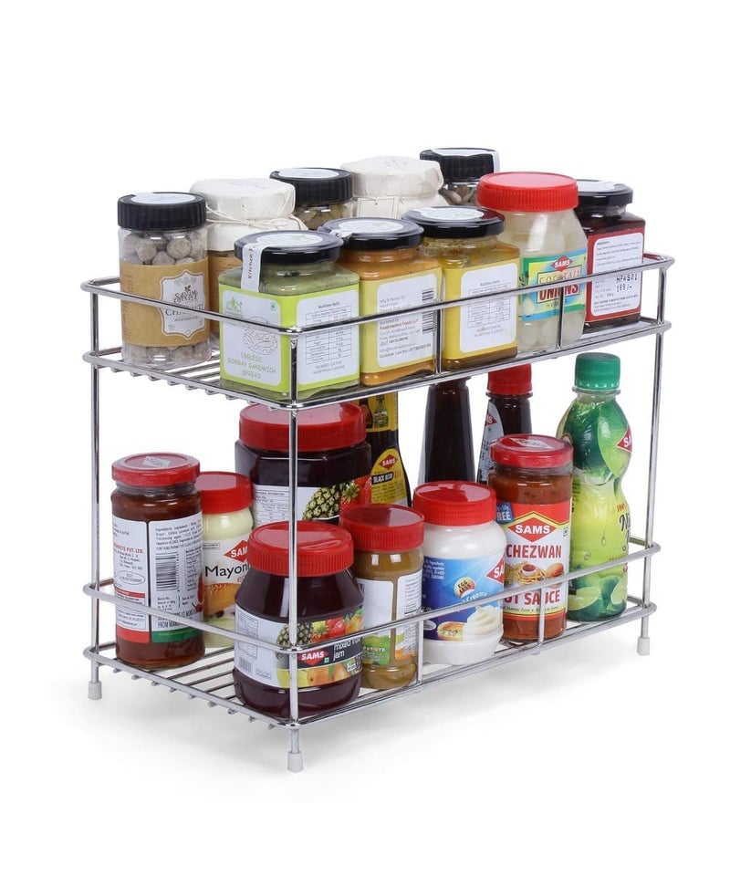 Cri8Hub High Grade Stainless Steel 2-Layer Kitchen Spice Rack| Kitchen Organizer Multipurpose Space Saver Rack|Modular Kitchen Storage Rack.Countertop, Floating Shelves(Kitchen Rack) - Image 1