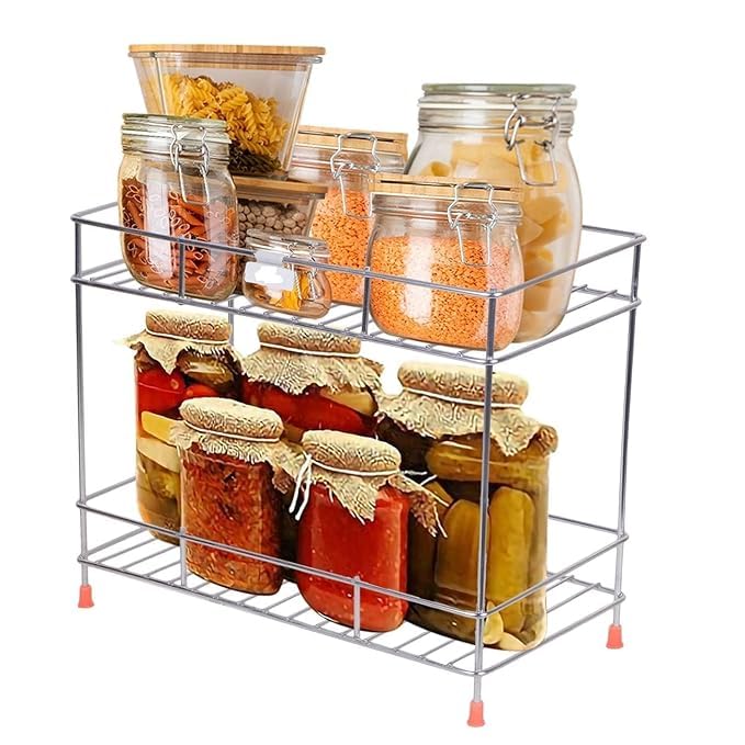 Cri8Hub High Grade Stainless Steel 2-Layer Kitchen Spice Rack| Kitchen Organizer Multipurpose Space Saver Rack|Modular Kitchen Storage Rack.Countertop, Floating Shelves(Kitchen Rack) - Image 2