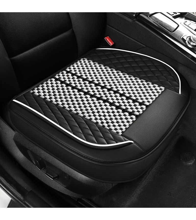 Black And White Car Seat Cushion Silky Fiber Fabric for Sedans SUVs Pickups - Image 4