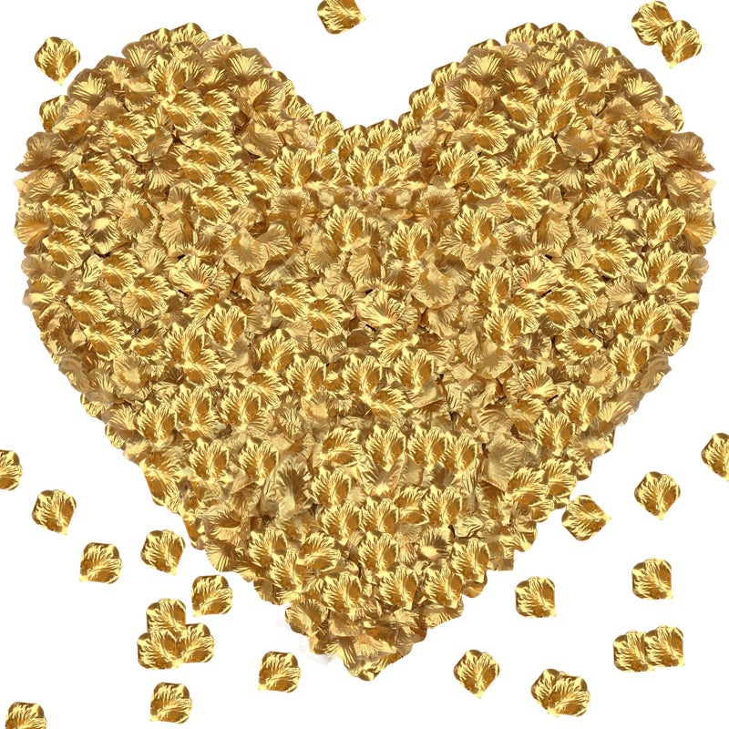 enttgo 1000 Pieces Artificial Silk Rose Petals Flower Decoration Wedding Party (Gold Color) - Image 1