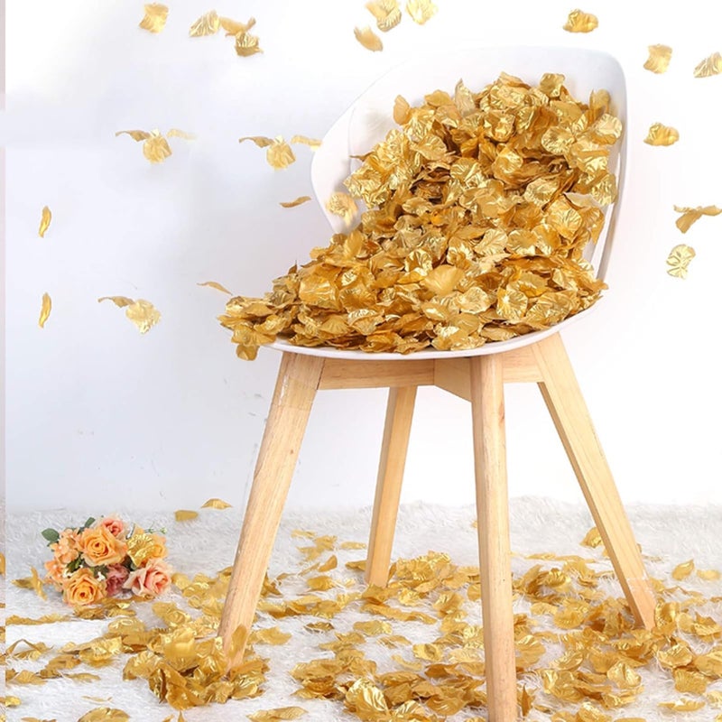 enttgo 1000 Pieces Artificial Silk Rose Petals Flower Decoration Wedding Party (Gold Color) - Image 2