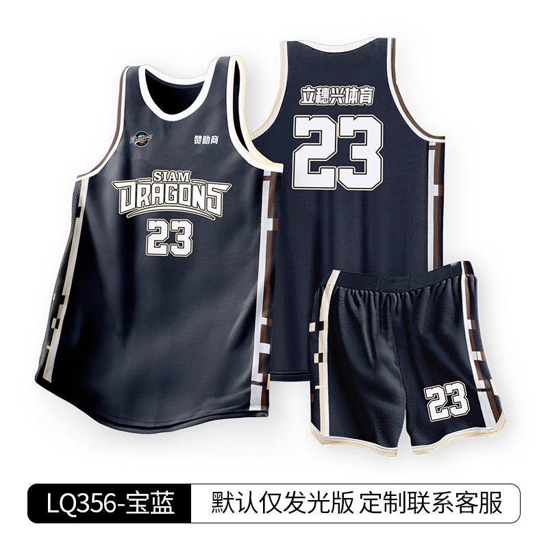 New Childrens Basketball Clothes suit Adult Breathable Quick-drying American Jersey Male Student Sports Vest Wholesale Printing Lq356-sapphire blue