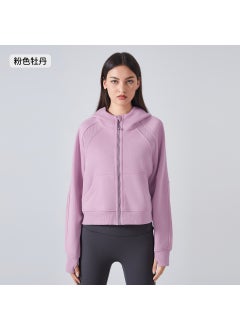 Generic Velvet Hoodie Jacket Womens Casual Sportswear Pink peony 