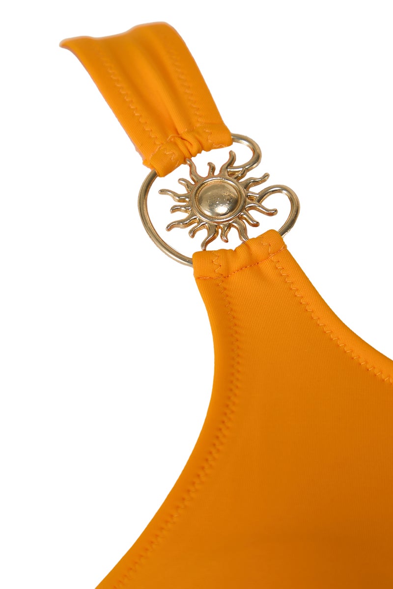 trendyol Orange One Shoulder Sun Accessorized Premium Cut Out/Windowed Regular Swimsuit - Image 5