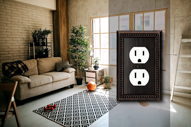 Henne Bery Sunken Pearls Heavy Duty Decorative Wall Plate Switch Plate Outlet Cover (Single Duplex, 3 Pack, Aged Bronze) - Image 4