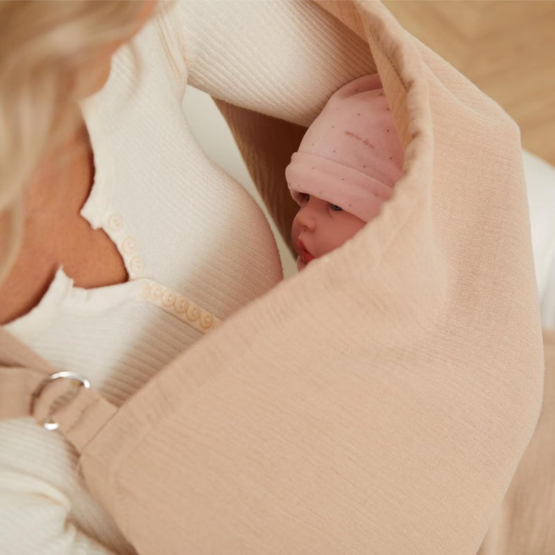 PPOGOO Muslin Nursing Cover for Baby Breastfeeding, Breathable Privacy Nursing Covers for Mom 100% Cotton Breastfeeding Cover with Rigid Hoop for Mother Nursing Apron (Rose Pink) - Image 4