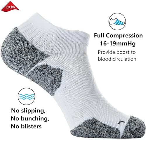 CWVLC Unisex Cushioned Compression Athletic Ankle Socks Multipack, 3-pairs White, M (7.5-10 W US/ 6-8.5 M US) - Image 3