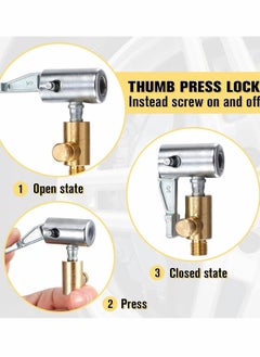 Y&D 4 Pcs Tire Air Chuck Inflation Hose Adapter Lock, Repair End with Barb Connector to Connect Portable Head for Car Bike Pump  - Image 2