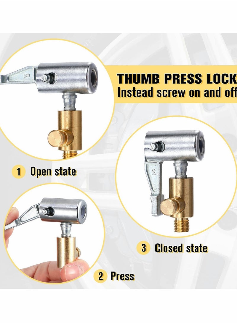 Y&D 4 Pcs Tire Air Chuck Inflation Hose Adapter Lock, Repair End with Barb Connector to Connect Portable Head for Car Bike Pump  - Image 2