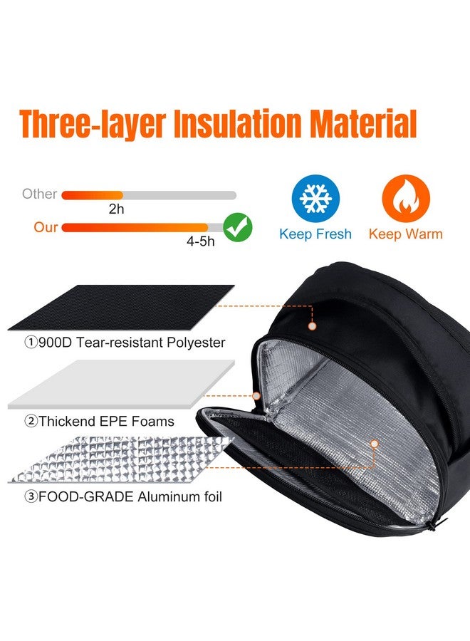 Gloppie Insulated Lunch Bags Lunch Box Cooler Bags Black Lunch Tote Bag for Bento Box, for Kids Adult - Image 3