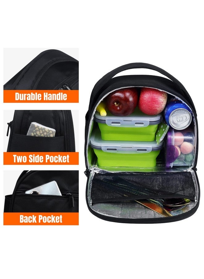 Gloppie Insulated Lunch Bags Lunch Box Cooler Bags Black Lunch Tote Bag for Bento Box, for Kids Adult - Image 4