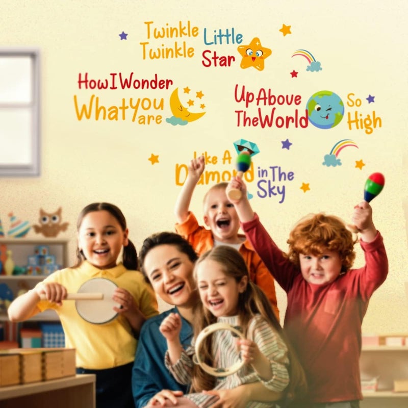 DEKOSH ديكوش ديكور حضانة الأطفال مع ملصقات حائط أغنية توينكل توينكل ليتل ستار مجموعة ملصقات حائط للأطفال لغرفة اللعب والفصل الدراسي وغرفة الأطفال - Image 5