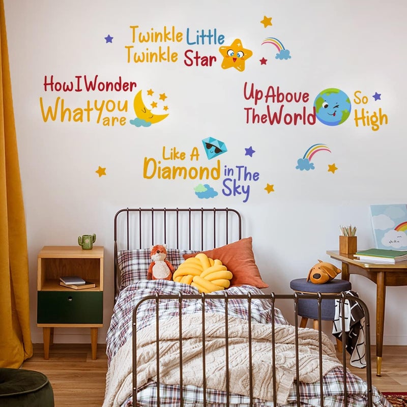 DEKOSH ديكوش ديكور حضانة الأطفال مع ملصقات حائط أغنية توينكل توينكل ليتل ستار مجموعة ملصقات حائط للأطفال لغرفة اللعب والفصل الدراسي وغرفة الأطفال - Image 4