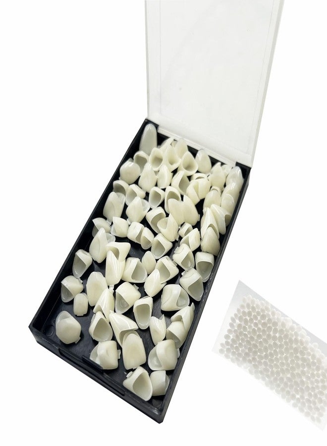 HRASY 1 Box False Teeth Crown Repair Kit Dental Anterior Veneers Fake Tooth Cap Crown with Thermal Beads for Fixing or DIY - Image 1