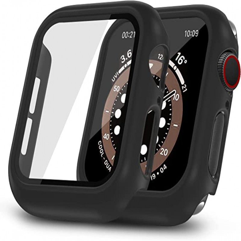 ONMROAD Protective Case Compatible with Apple Watch 42mm Series 3/2/1 with Tempered Glass Screen Protector – Black