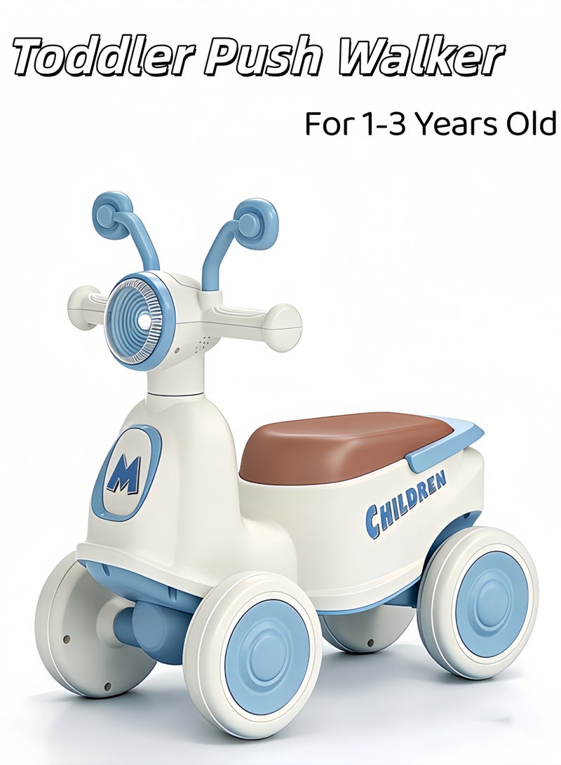 شو وو سيارة ركوب للأطفال، مشاية دفع للأطفال الصغار، سيارة ركوب تعمل بالقدم، مدرب مشي، مشاية دفع للأطفال الصغار، بدون دواسة، مع توجيه، مع أضواء وموسيقى، للأطفال من عمر سنة إلى 3 سنوات (أزرق) - Image 1
