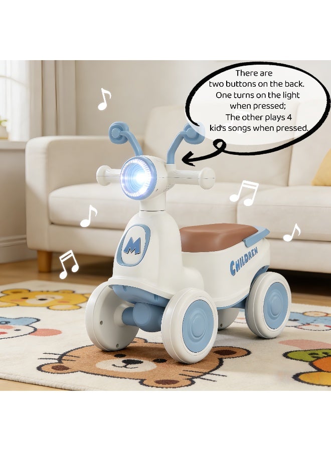 شو وو سيارة ركوب للأطفال، مشاية دفع للأطفال الصغار، سيارة ركوب تعمل بالقدم، مدرب مشي، مشاية دفع للأطفال الصغار، بدون دواسة، مع توجيه، مع أضواء وموسيقى، للأطفال من عمر سنة إلى 3 سنوات (أزرق) - Image 3