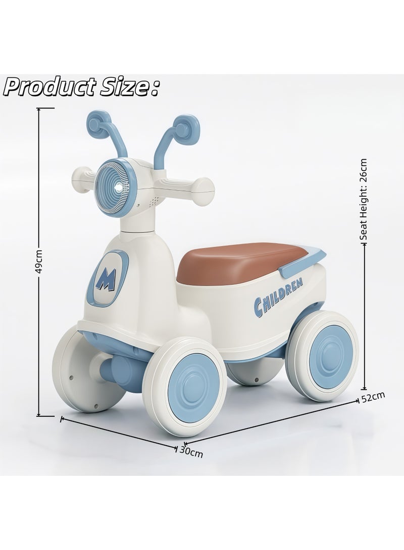شو وو سيارة ركوب للأطفال، مشاية دفع للأطفال الصغار، سيارة ركوب تعمل بالقدم، مدرب مشي، مشاية دفع للأطفال الصغار، بدون دواسة، مع توجيه، مع أضواء وموسيقى، للأطفال من عمر سنة إلى 3 سنوات (أزرق) - Image 2