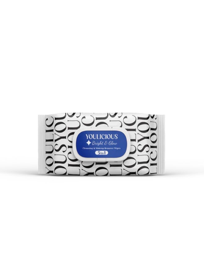 Bright & Glow Cleansing & Makeup Remover Wipes 5 in 1 50 Wipes