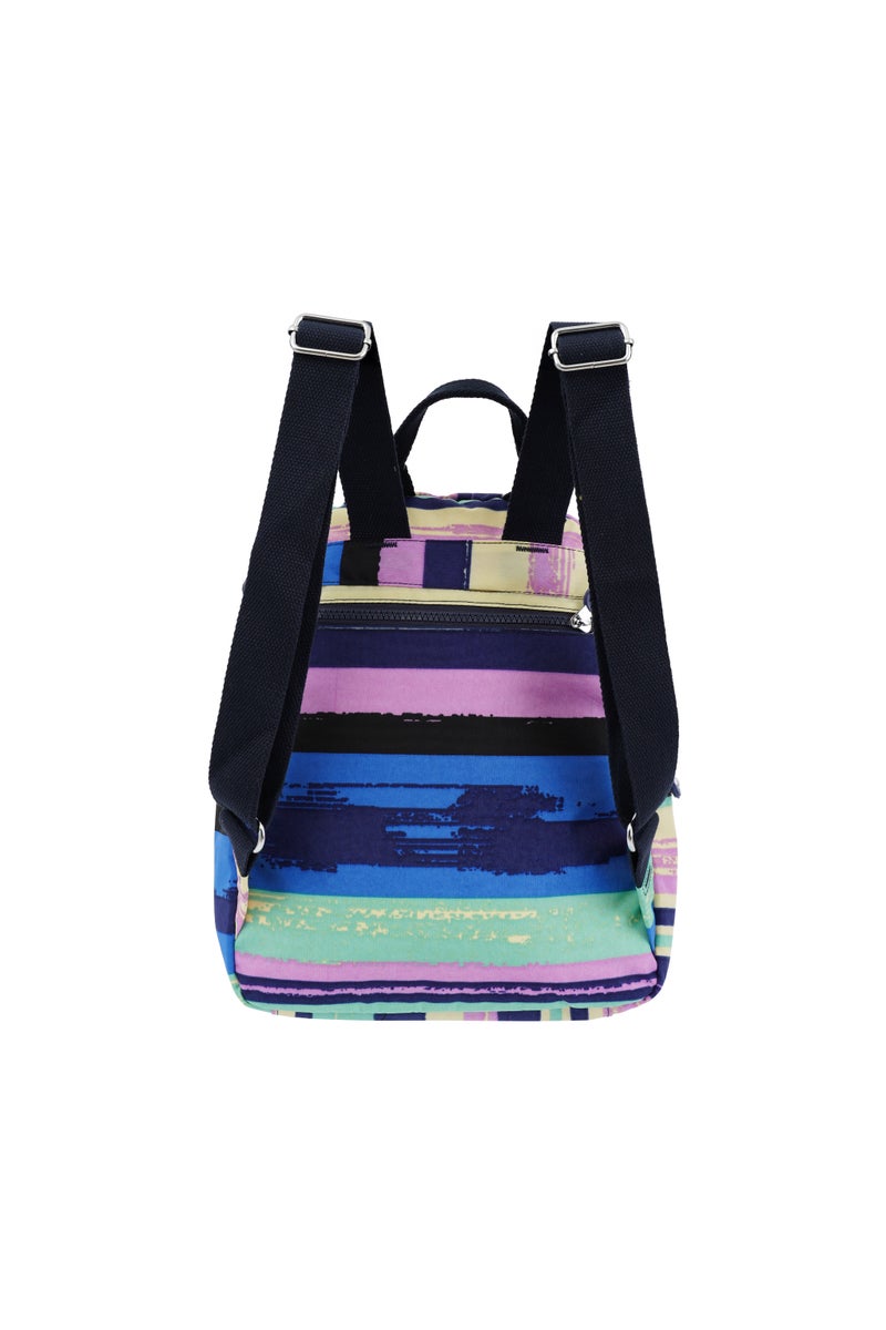 CAPRICE COLLECTION Unisex AllDay Small Backpack – Waterproof Nylon, Adjustable Straps, Detachable Shoulder Strap Multi-Color Horizontal Stripe  - Image 5