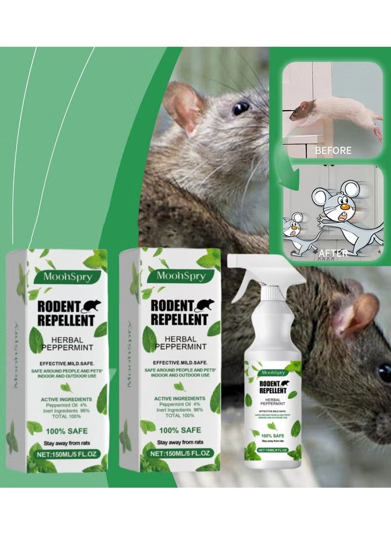 مون بخاخ طارد للفئران برائحة النعناع للحديقة الخارجية، يستخدم لمنع وصيد وطرد الفئران، زجاجتان - Image 1