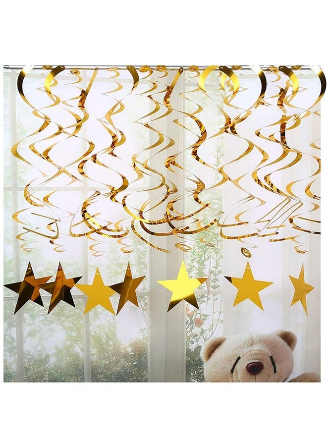 BEISHIDA زينة دوامة معلقة نجمة ذهبية لوازم حفلات ذهبية للتخرج والزفاف وحفلات استقبال المواليد عبوة من 30 - Image 2