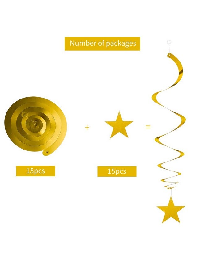 BEISHIDA زينة دوامة معلقة نجمة ذهبية لوازم حفلات ذهبية للتخرج والزفاف وحفلات استقبال المواليد عبوة من 30 - Image 4