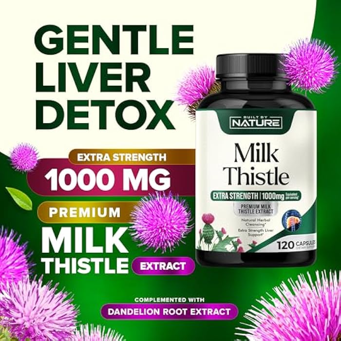 Built by Nature Milk Thistle Liver Detox Supplement with Silymarin Extract & Dandelion Root – Gentle Herbal Liver Cleanse for Men & Women - Liver Health Support - Non-GMO - 120 Veggie Capsules - Image 3