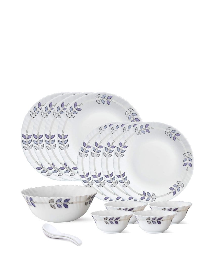 بريتيش شيف طقم عشاء أوبال أواني 15 قطعة - آمن للاستخدام في الميكروويف وغسالة الأطباق - طقم أواني طعام فلوريت مع 4 أطباق كاملة/4 أطباق جانبية/4 أوعية خضروات/1 وعاء تقديم/2 ملعقة - Image 1
