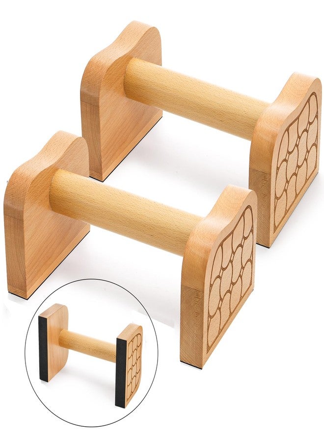 TOPZEA Wooden Parallettes Bars, Solid Beech Wood Push-up Stand for Calisthenics, Non-Slip Push Up Bars for Home Gym, Wrist-Friendly Push Up Handles for Handstand & Strength Training - Image 1